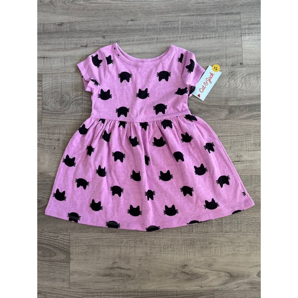 Toddler Girl's Halloween Dress Purple with Black Cats NWT 3T - Picture 3 of 4